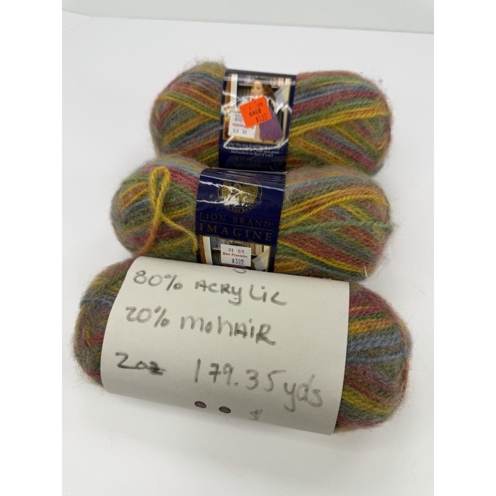 Lion Brand Imagine Autumn Leaves Acrylic/Mohair Yarn Lot Of 3